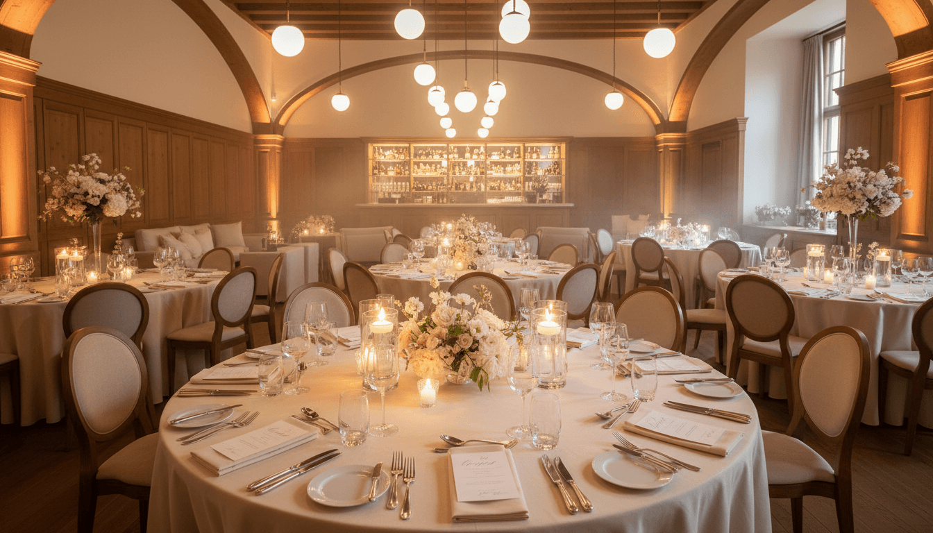 Elegantly prepared event space ready for celebrations